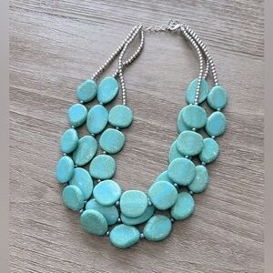 Cocktail Statement Faux Turquoise Neckless